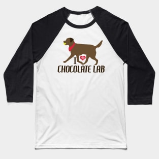 Chocolate Lab Pattern in Red Chocolate Labs with Hearts Dog Patterns Baseball T-Shirt